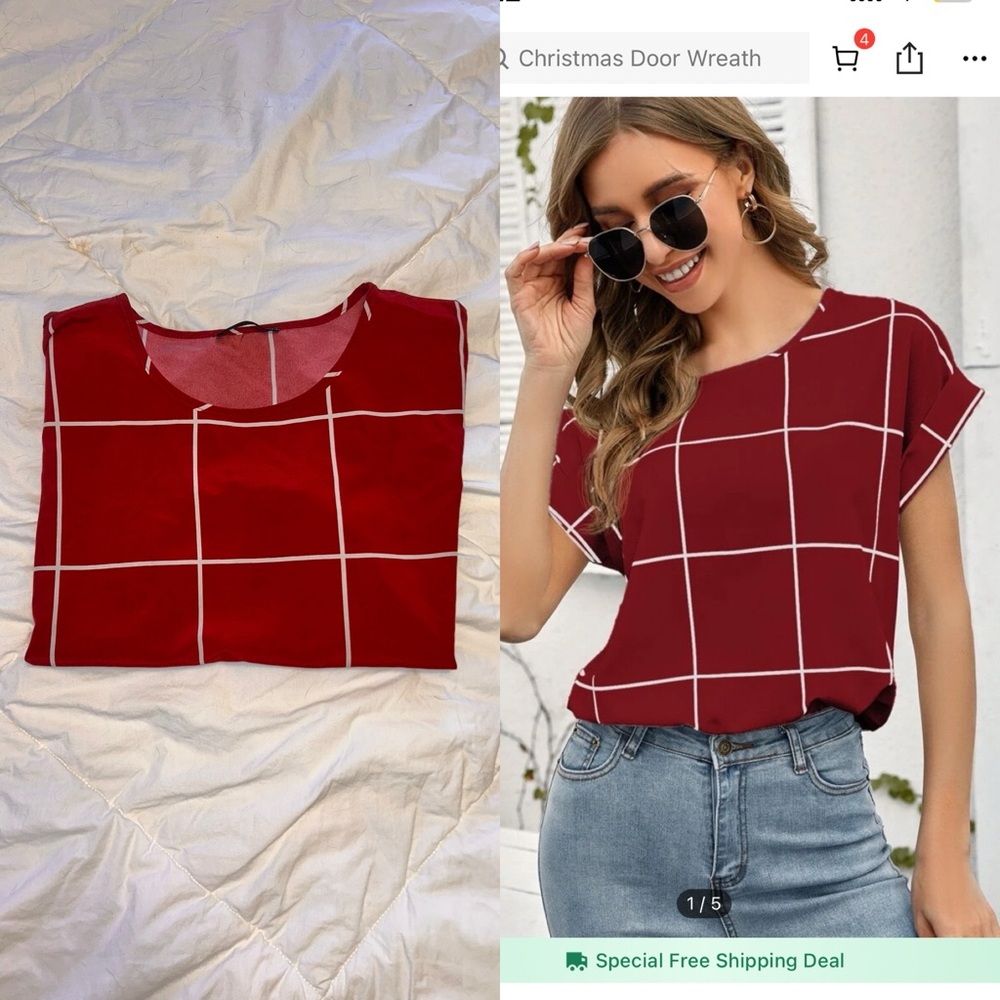 Red Checkered Blouse